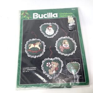 Bucilla Christmas Heirloom Country Charms"Set Of 4 Felt Ornaments 82440‎ New Old